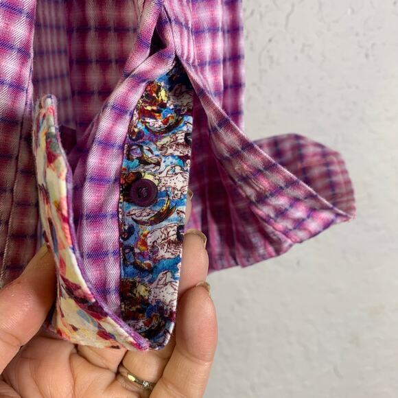 ROBERT GRAHAM Shirt 1X Conlan Classic Fit Contrast Cuffs Point Collar Curved Hem - Picture 5 of 9